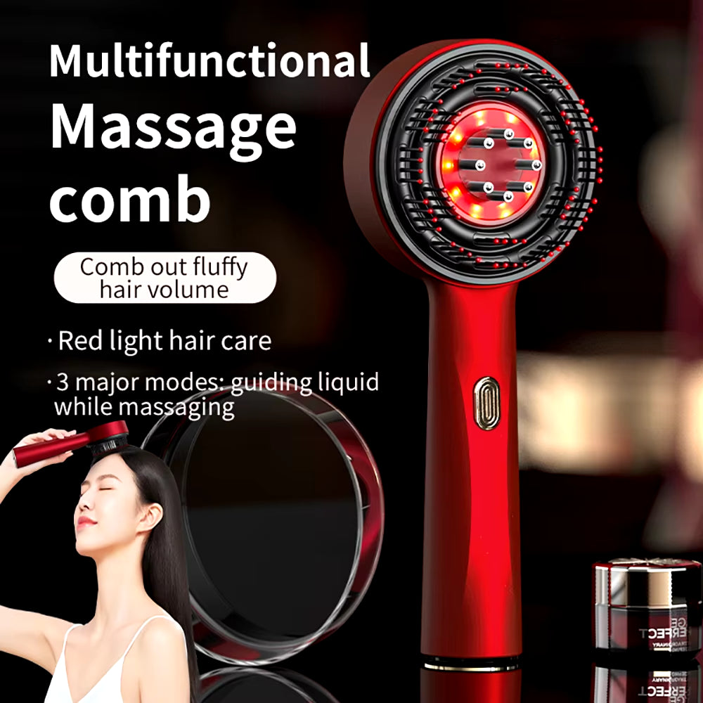 Electric Massage Comb Infrared Light Therapy Vibration Massage Scalp Brush anti Hair Loss Liquid Oil Applicator for Hair Care