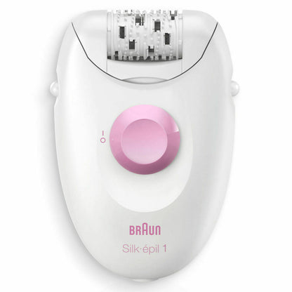 Witte en roze Braun IPL Hair Remover, elektrisch ontharingsapparaat voor pijnloze thuisontharing en langdurig gladde huid.