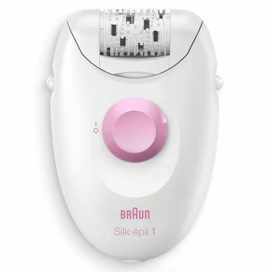 Witte en roze Braun IPL Hair Remover, elektrisch ontharingsapparaat voor pijnloze thuisontharing en langdurig gladde huid.