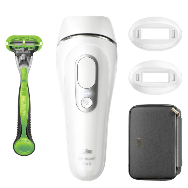 Braun Silk-expert Pro PL5145 IPL ontharingsapparaat met opzetstukken, Venus scheermes en luxe etui – veilig en langdurig gladde huid.