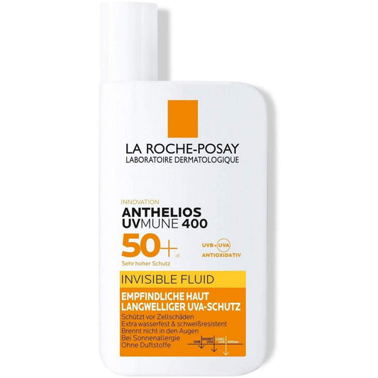 La Roche Posay Anthelios UVMUNE 400 Invisible Fluid SPF50+ zonnecrème voor gevoelige huid – hoge UVA/UVB bescherming, water- en zweetbestendig, 50ml.